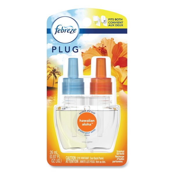 Febreze PLUG Air Freshener Refills, Hawaiian Aloha, 0.87 oz Refill, PK2, 2PK 74918 Zoro